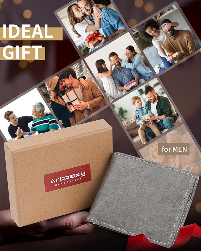 Mens Wallet Bifold Genuine Leather RFID Blocking Wallet - Image 6