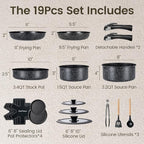 Chef Power Ceramic Nonstick Cookware Set 19 Piece - Image 2