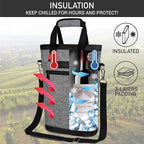 opux Two Bottle Wine Bag Carrier Tote, Insulated Leakproof 2 Bottle Wine Cooler - Image 3