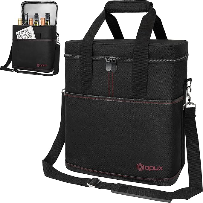 opux 6 Bottle Carrier Tote | Insulated Padded Wine Cooler Bag by OPUX