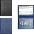 2 Pack Passport and Vaccine Card Holder PU Leather Passport Wallet Vaccine Case by Unknown