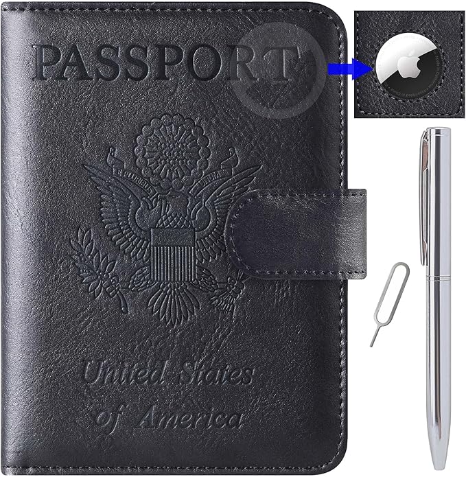 Airtag Passport Holder Cover Wallet Travel Essentials Leather RFID Blocking by LOHASLIFE