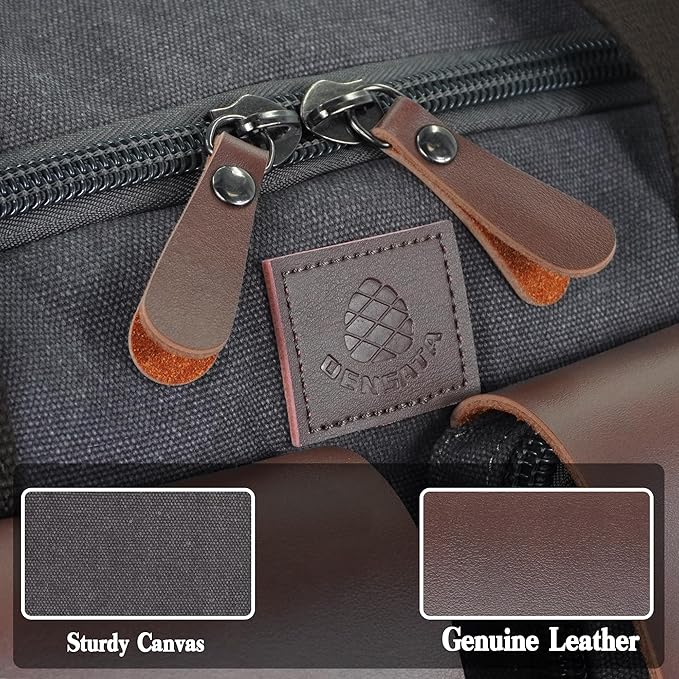 Canvas Duffle Bag for Men 50L Travel Duffel Bags Expandable Genuine Leather - Image 5