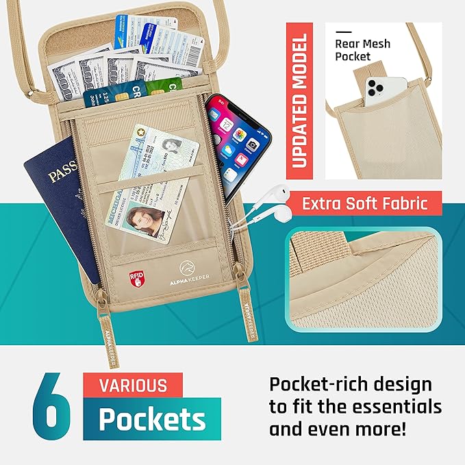 Alpha Keeper Neck Wallet, Travel Pouch - Image 4