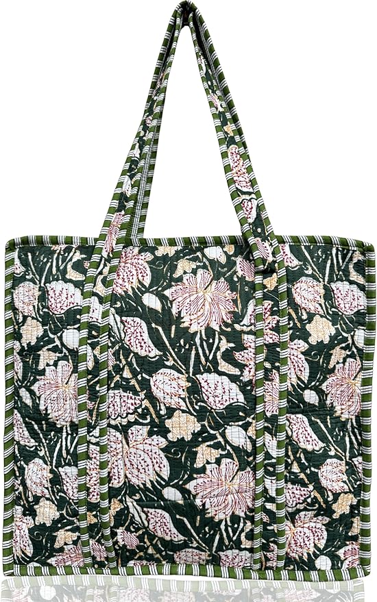 Cotton Quilted Tote Bag for Women – Large Beach & Travel Tote by ThirdEyeExport