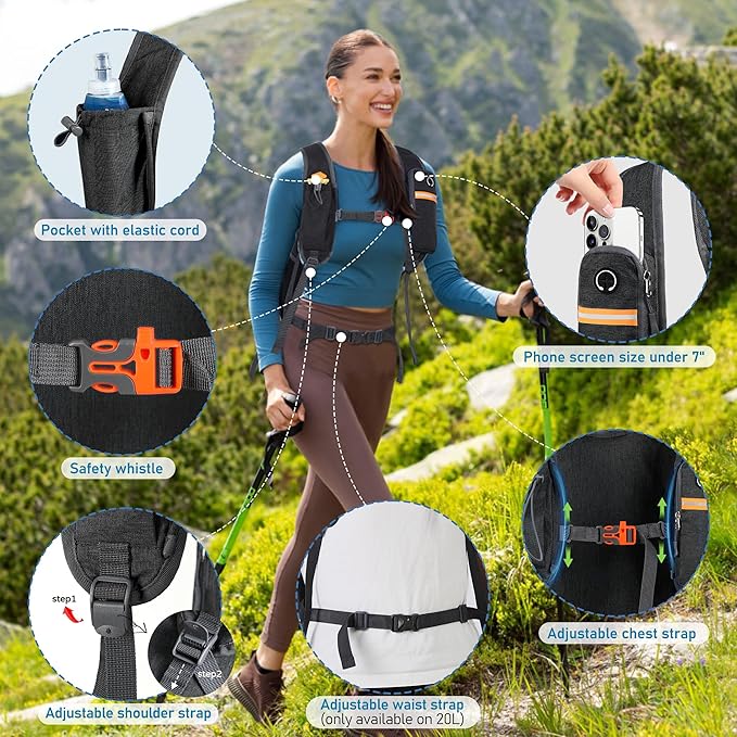 FIORETTO 20L Hiking Backpack for Women Men Mini Packable Backpack Lightweight - Image 2
