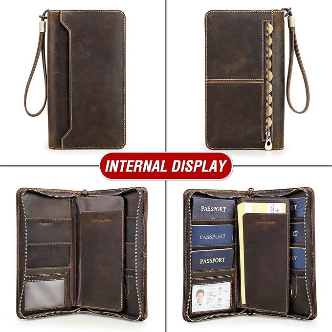 Top Grain Leather Travel Passport Wallet Organizer Case - Image 7