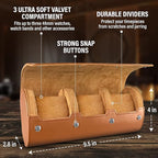 Barton Leather Watch Roll for 3 Watches | Convenient Organizer Case for Travel - Image 3
