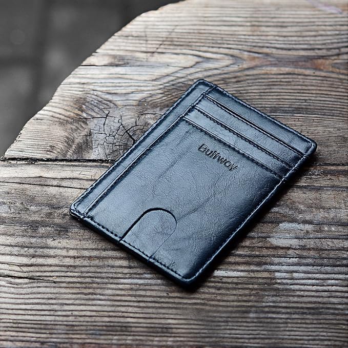 Buffway Slim Minimalist Front Pocket RFID Blocking Leather Wallets - Image 4