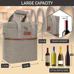 opux 6 Bottle Carrier Tote | Insulated Padded Wine Cooler Bag - Image 3