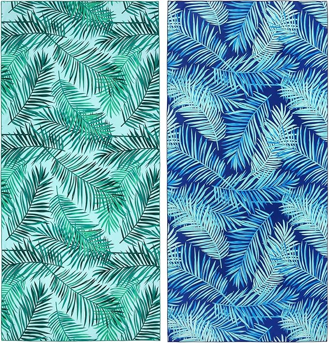 2 Pack Microfiber Beach Towel, Oversized Pool Towel 75”x 35”, Sand-Free Quick by PYSUPERMODE
