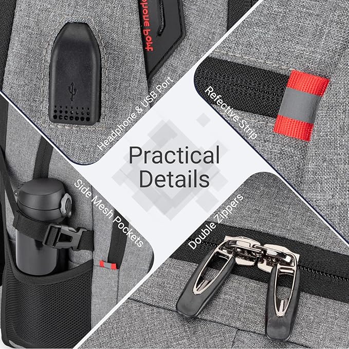 48L Expandable Laptop Backpack, Anti-thief Travel Backpack - Image 5