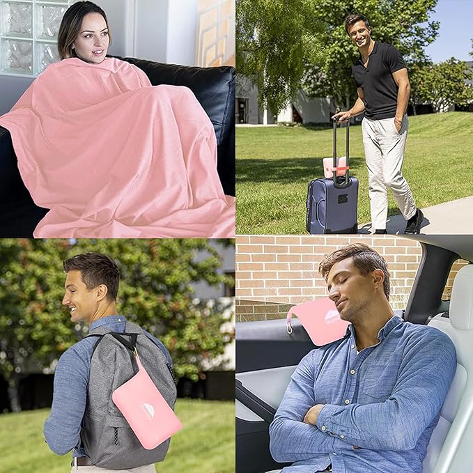 BlueHills Travel Blanket Pillow Compact Lightweight Pocket Size Airplane - Image 2