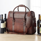 Wine Enthusiast 6-Bottle Leather Wine Tote Bag | Handcrafted Leather Wine - Image 2