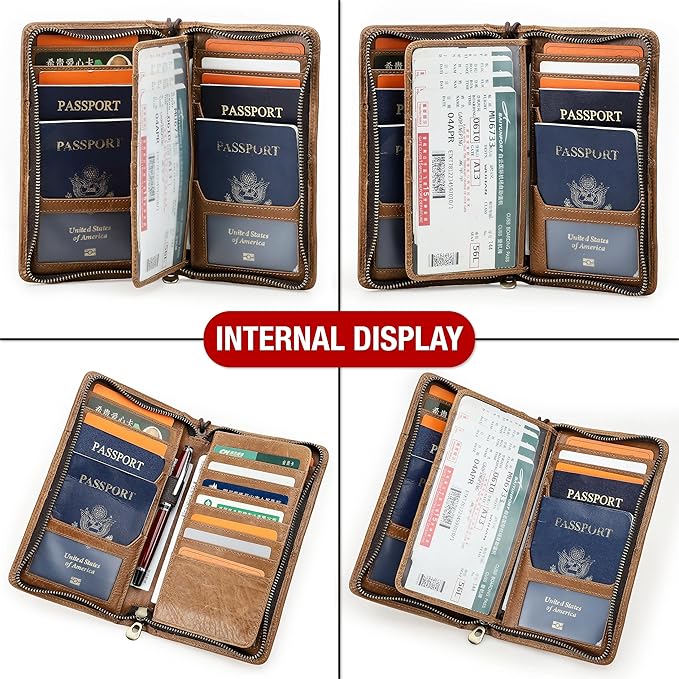 Top Grain Leather Travel Passport Wallet Holder - Image 6