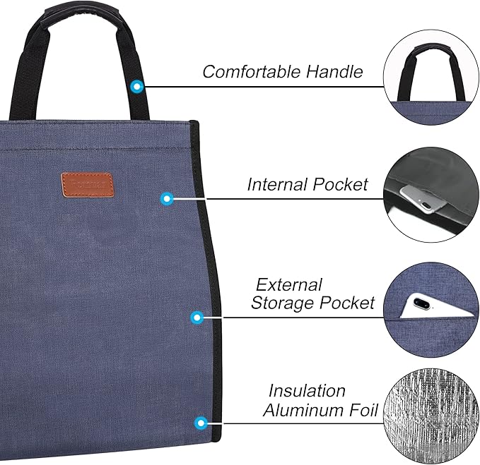 Lunch Bags for Women Insulated Reusable Lunch Tote - Image 3