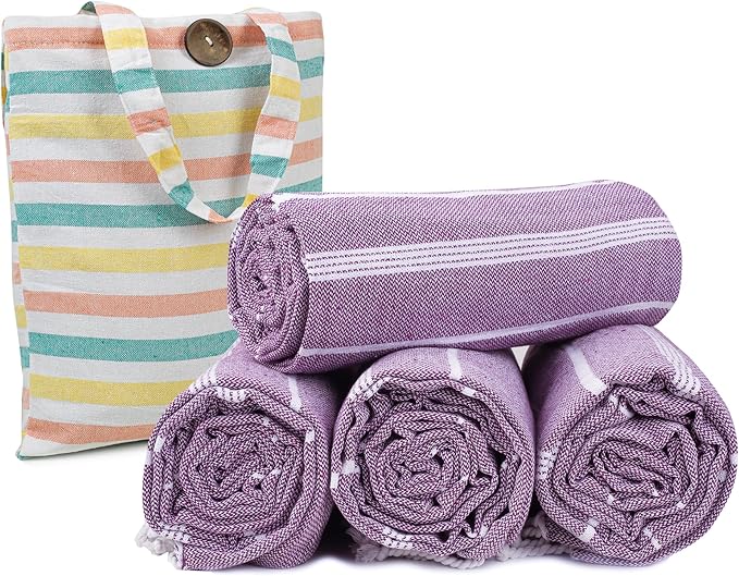 HILLFAIR Cotton Turkish Beach Towels, Quick Dry Lightweight Sand Free Peshtemal by HILLFAIR