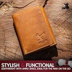 BULL GUARD Best Leather Men's RFID Trifold Wallet - Image 3