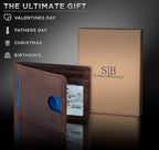 SERMAN BRANDS RFID Blocking Slim Bifold Genuine Leather Thin Minimalist Front - Image 6