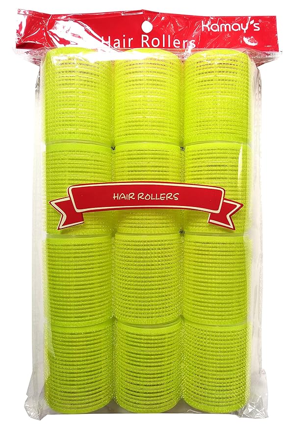 Jumbo Hair Rollers Curlers Self Grip Holding Rollers Hairdressing Curlers Hair Design Sticky Cling Style For DIY Or Hair Salon By Kamay's (Gripping Sticky Rollers 48mm/1.9"Large Size12PCS)Random Color
