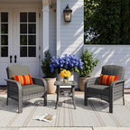 HOOOWOOO Patio Furniture Set, 3 Pieces Outdoor Conversation Set, All Weather by DesignforBetterLife