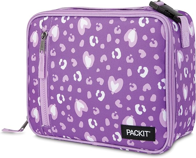 PackIt Freezable Classic Lunch Box, Leopard Hearts Purple, Built - Image 7