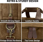 60L Travel Bags for Men, Nomad Washed Canvas Duffle Bag Vintage Genuine Leather - Image 5
