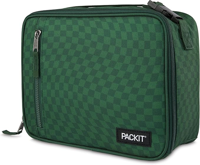 PackIt Freezable Classic Lunch Box, Checker Wave Olive, Built - Image 7