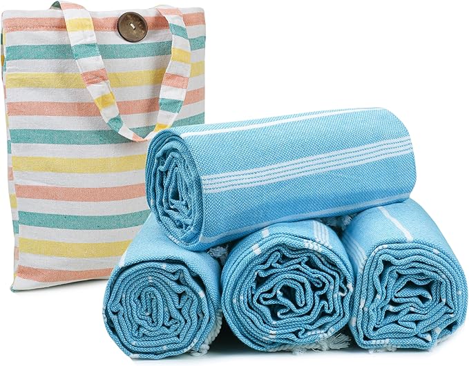 HILLFAIR Cotton Turkish Beach Towels, Quick Dry Lightweight Sand Free Peshtemal by HILLFAIR