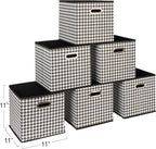 Household Essentials Fabric Storage Bins 6 Piece Set, Houndstooth White and - Image 2