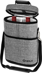 opux 2 Bottle Wine Carrier Tote, Insulated Leakproof Wine Cooler Bag, Wine by OPUX