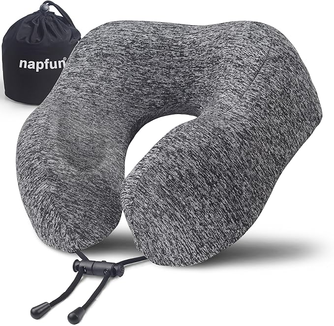 napfun Travel Pillow for Airplane, Premium Memory Foam Neck Pillow for Flight by NAPFUN