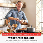 GreenPan x Bobby Flay 13 Piece Nonstick Cookware Pots and Pans Set, PFAS-Free - Image 2