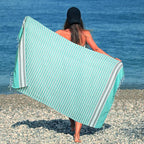 HILLFAIR Cotton Turkish Beach Towels, Quick Dry Lightweight Sand Free Peshtemal - Image 2