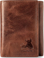 BULL GUARD Best Leather Men's RFID Trifold Wallet by BullGuard
