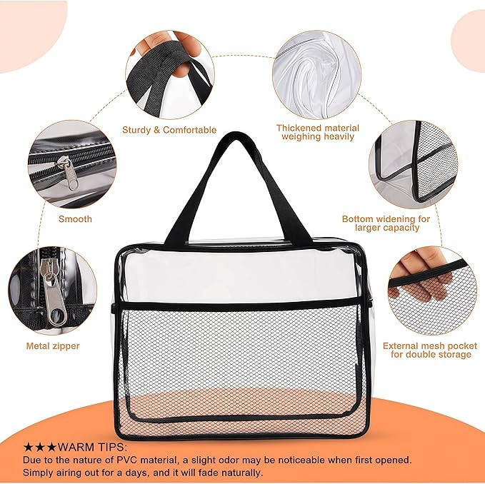 XEWEA 2PCS Large TSA Approved Clear Travel Toiletry Bags - Image 3