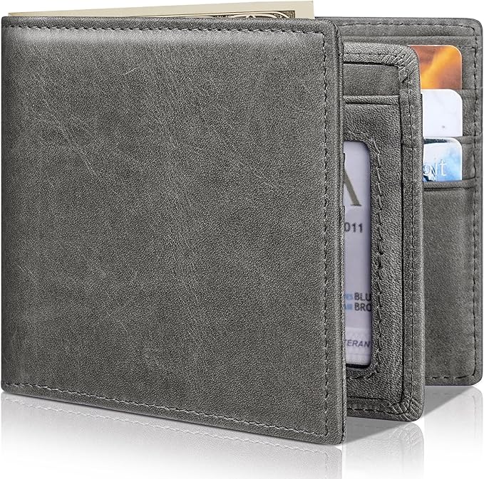 Mens Wallet Bifold Genuine Leather RFID Blocking Wallet by Artpaxy