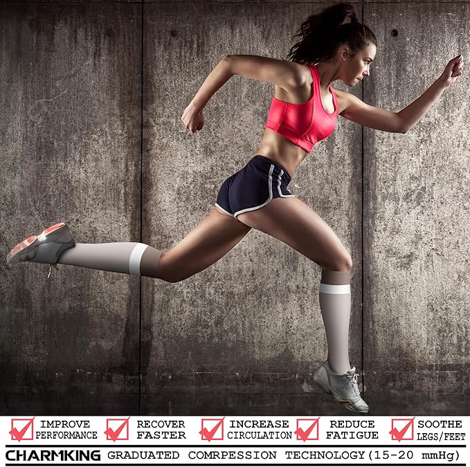 CHARMKING Compression Socks for Women & Men Circulation 15-20 mmHg is Best - Image 2