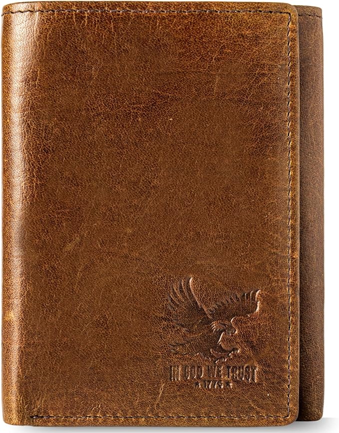 BULL GUARD Best Leather Men's RFID Trifold Wallet by BullGuard