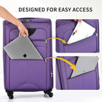 Merax Softside Luggage Set Softshell Lightweight 3 Piece Spinner Suitcase 22" - Image 2
