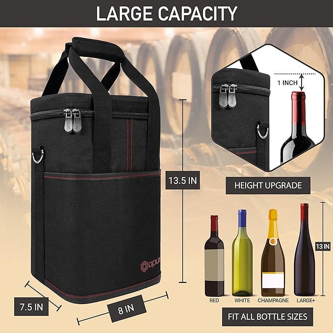Opux 4 Bottle Insulated Wine Cooler Bag - Image 3