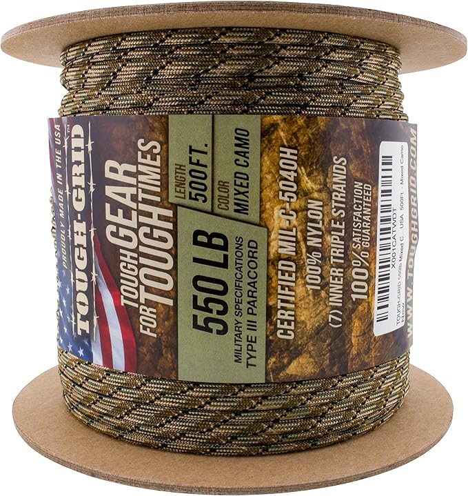 TOUGH-GRID 550 Paracord Rope Nylon Parachute Cord, Made in USA Survival Kit - Image 3