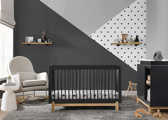Delta Children Poppy 4-in-1 Convertible Crib, Midnight Grey/Natural - Image 3