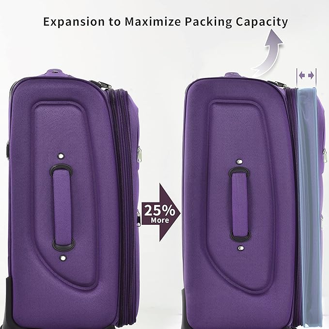 Merax Softside Luggage Set Softshell Lightweight 3 Piece Spinner Suitcase 22" - Image 3