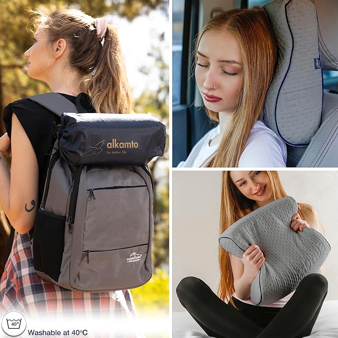 Travel & Camping Comfortable Memory Foam Pillow – Easy to Carry Portable Bag – - Image 3