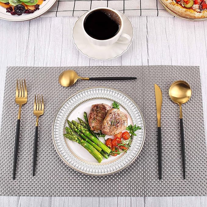Matte Gold Silverware Set With Black Handle, IBIILII JEFF 20 Pieces Stainless - Image 6