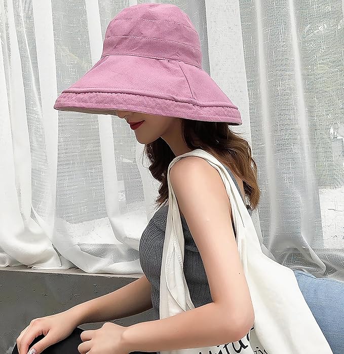 Women Wide Brim Sun Hats Metal Wired Edge Summer UV Protection Beach Fishing Hat - Image 6