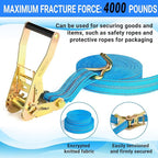 2Pack Ratchet Straps Heavy Duty, 2” 32Ft Tie Down Straps Ratchet, Tie Down - Image 4