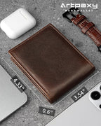 Mens Wallet Genuine Leather Bifold RFID Blocking Wallet - Image 2
