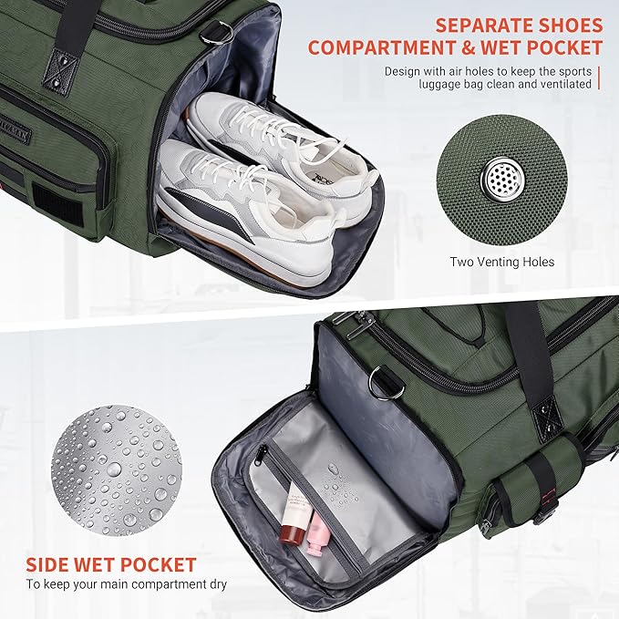 WITZMAN Travel Duffel Bags for Men Large Carry On Weekender Overnight Bag 3 in - Image 4